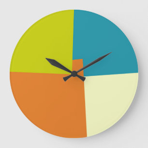 Reloj Redondo Grande Colores Geométricos Modernos Retro
