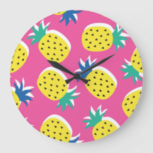 Reloj Redondo Grande Colores Locos De Piña: Pop-Art Infantil.