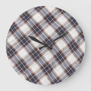 Reloj Redondo Grande Colores otoñales Gingham Algodón Ecológico