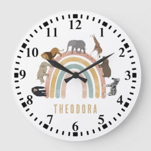 Reloj Redondo Grande Colores terrarios acuarela Arcoiris Jungle Animale