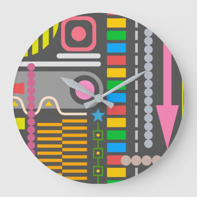 Reloj Redondo Grande Colorful Abstract Art Pattern (Anverso)
