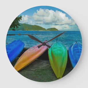 Reloj Redondo Grande Colorful Canoes On The Beach In Pago Pago