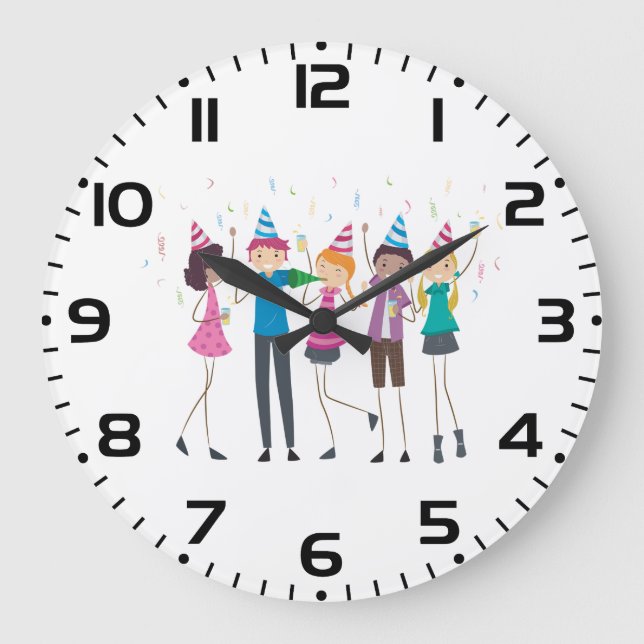 Reloj Redondo Grande Colorful Cartoon Kids Party Celebration (Anverso)