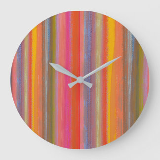 Reloj Redondo Grande Colorful Charcoal Boho Stripes