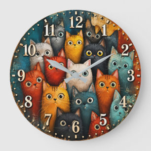 Reloj Redondo Grande Colorful Cute Cats