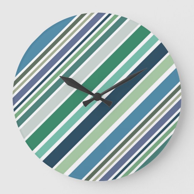 Reloj Redondo Grande Colorful diagonal stripes design (Anverso)