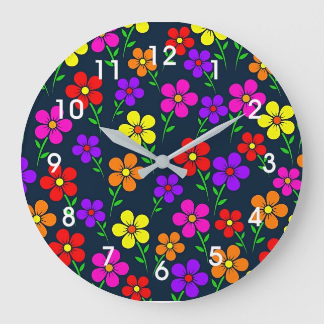 Reloj Redondo Grande Colorful Floral Pattern (Anverso)