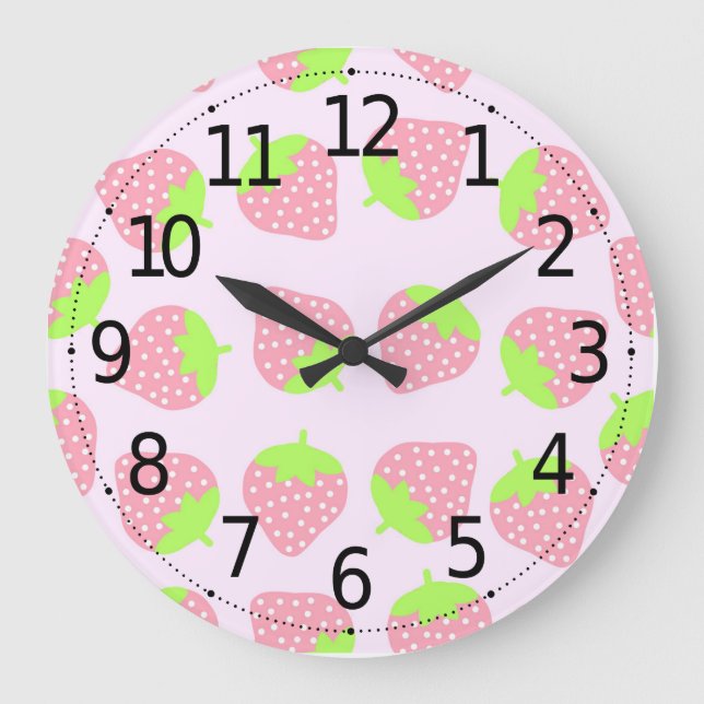 Reloj Redondo Grande Colorful Fruit Strawberry Pattern | Wall Clock (Anverso)