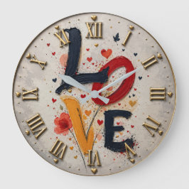 Reloj Redondo Grande Colorful LOVE Artistic Typography