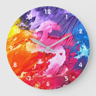 Reloj Redondo Grande Colorful Modern Abstract Paint