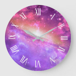 Reloj Redondo Grande Colorful Purple Galaxy Artwork | Wall Clock