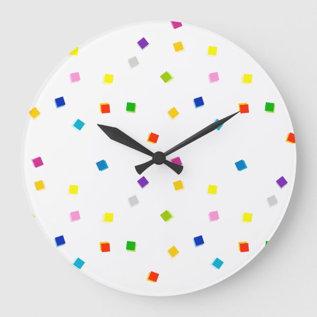 Reloj Redondo Grande Colorful Square Confetti Clock (Anverso)