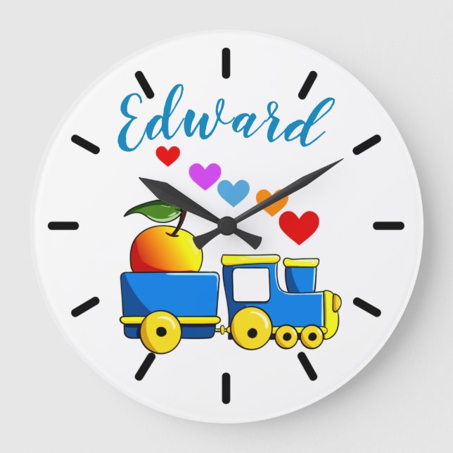 Reloj Redondo Grande Colorful Toy Train (Anverso)