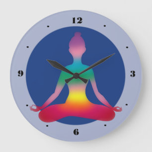 Reloj Redondo Grande Colorful Yoga Lady Silhouette Wall Clock