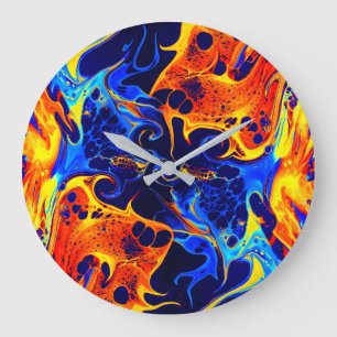 Reloj Redondo Grande colorida mezcla de pinturas de neón girando sobre 