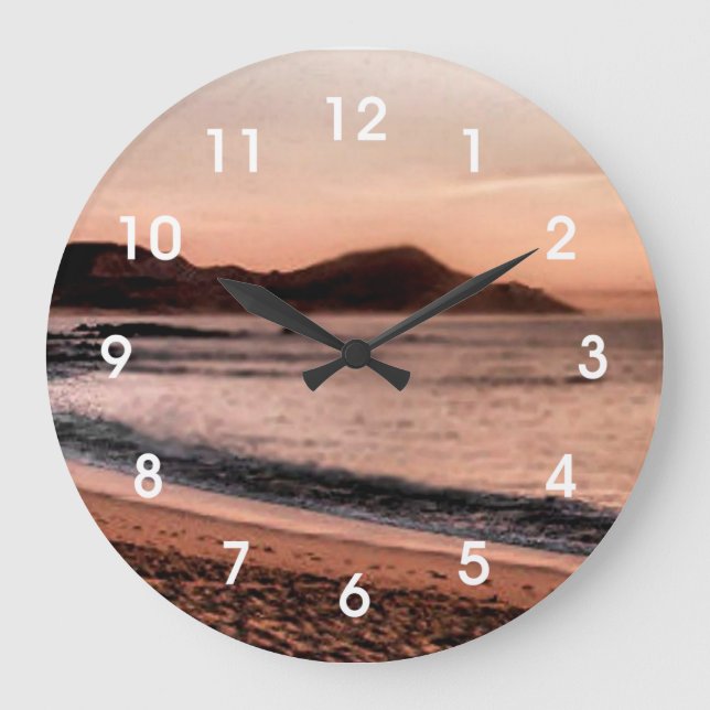 Reloj Redondo Grande Colorida puesta de sol de Cabo (Anverso)