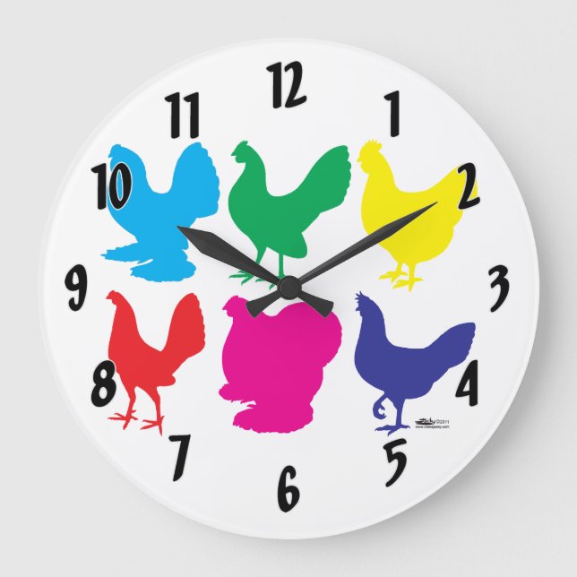 Reloj Redondo Grande Coloridas gallinas (Anverso)