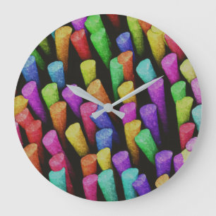 Reloj Redondo Grande Colorido Aqua de color púrpura y caracoles amarill