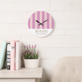 Reloj Redondo Grande Colorido Candy Lavender Purle Color Rayas Modernas