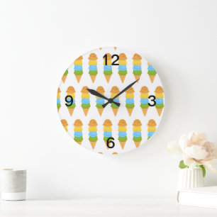 Reloj Redondo Grande colorido de cono de helado