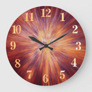 Reloj Redondo Grande Colorido espacio de galaxias explosivo abstracto