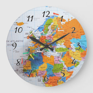 Reloj Redondo Grande Colorido mapa de viajes