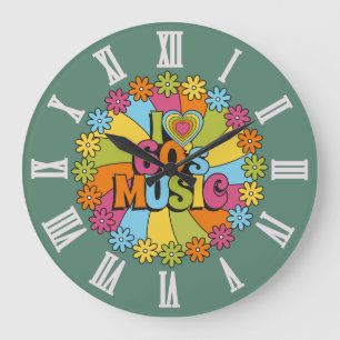 Reloj Redondo Grande Colorido Me encanta la música de los 60 para amant