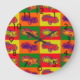 Reloj Redondo Grande Colorido Mg Tc Coche Antiguo Pop Art
