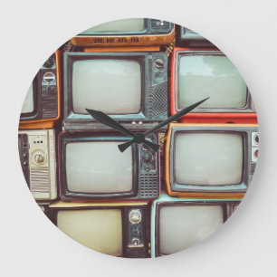 Reloj Redondo Grande Colorido montón de TV retro, vintage.