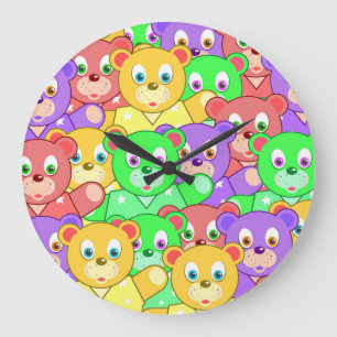 RELOJ REDONDO GRANDE COLORIDOS OSOS TEDIDOS