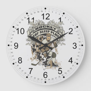 Reloj Redondo Grande Coma, duerma, juegue al hockey
