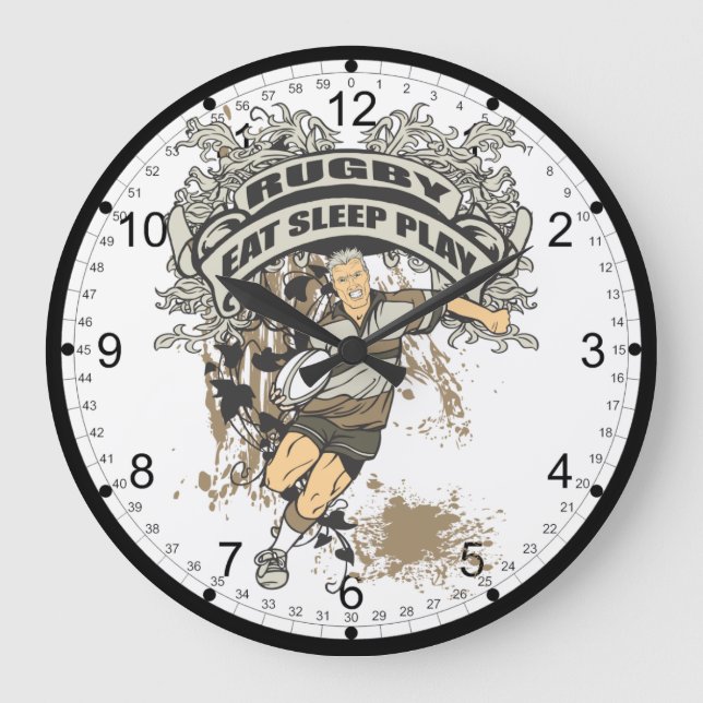 Reloj Redondo Grande Coma, duerma rugbi del juego (Anverso)