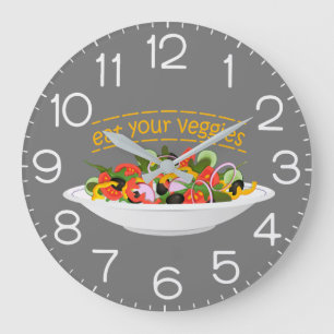 Reloj Redondo Grande Coma tus verduras Cita cuenco de ensaladas frescas