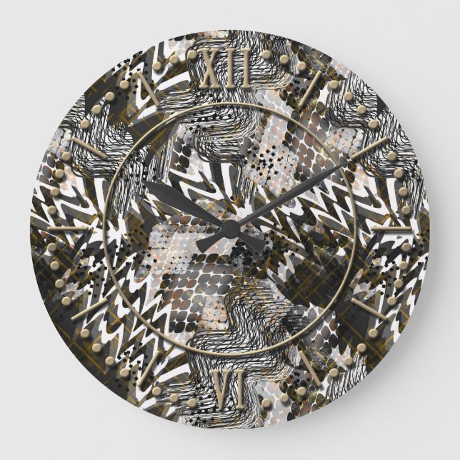 Reloj Redondo Grande Combinado, étnico, africano. (Anverso)