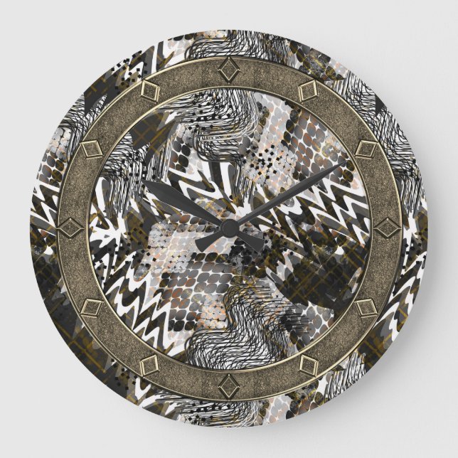 Reloj Redondo Grande Combinado, étnico, africano. (Anverso)
