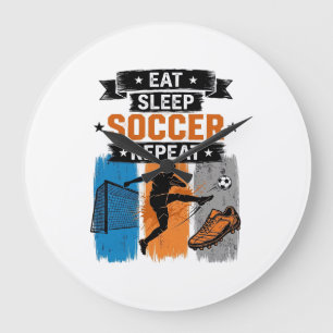Reloj Redondo Grande Come Fútbol Duerme Repite Camiseta de Jugador de F