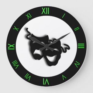 Reloj Redondo Grande Comedia y tragedia Guay Green Theatre Wall Clock