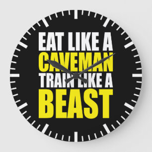 Reloj Redondo Grande Comer Como Un Caballero, Entrenar Como Una Bestia