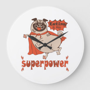 Reloj Redondo Grande Comer es mi sobrenombre rojo cloak pug estilo cómi