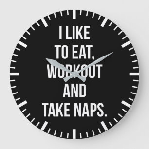 Reloj Redondo Grande Comer, hacer ejercicios y tomar siestas - Divertid