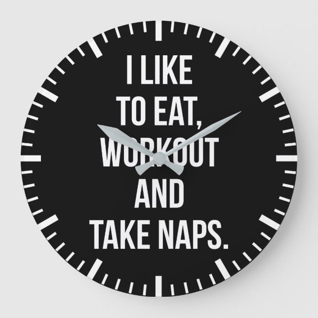 Reloj Redondo Grande Comer, hacer ejercicios y tomar siestas - Divertid (Anverso)