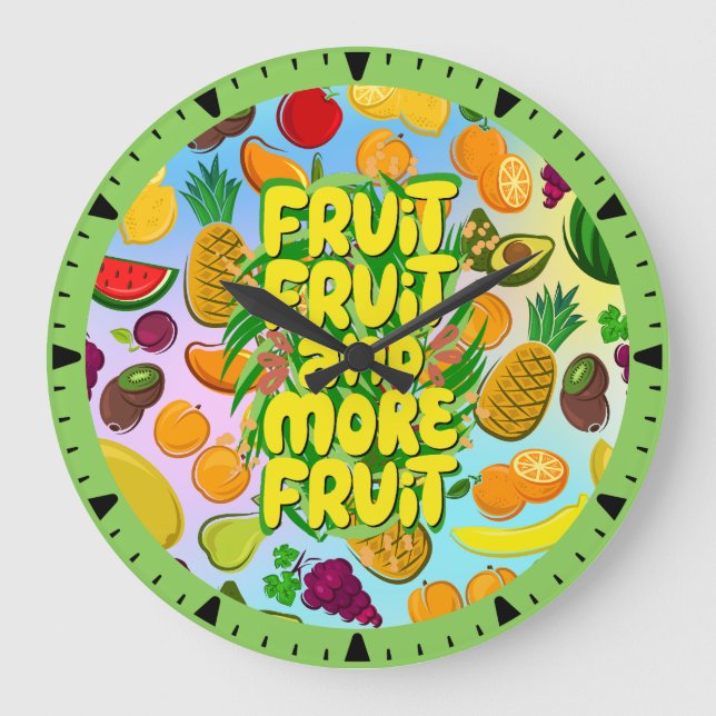 Reloj Redondo Grande Comer más fruta | yoga alimenticio saludable con m (Anverso)