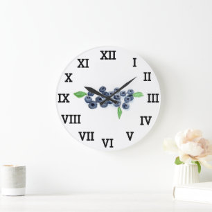 Reloj Redondo Grande Comida de color de agua de verano de frutas de la