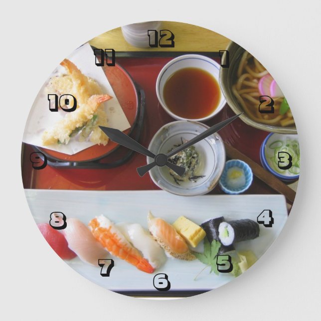 Reloj Redondo Grande Comida japonesa (Anverso)