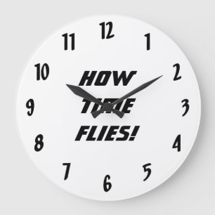 Reloj Redondo Grande ¡Cómo el tiempo vuela! - Negro y blanco