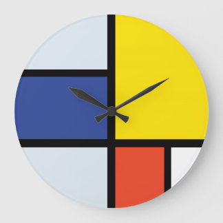 Reloj Redondo Grande Composición A de Piet Mondrian - Arte moderno abst