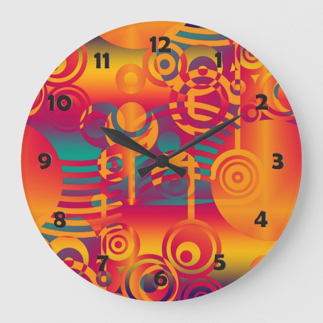 Reloj Redondo Grande Composición de fondo - Círculo colorido moderno (Anverso)