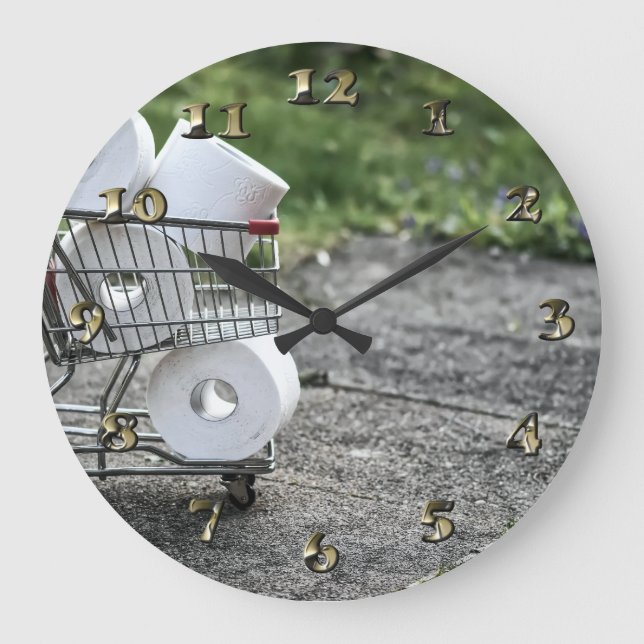 Reloj Redondo Grande Compras de papel higiénico Covid (Anverso)