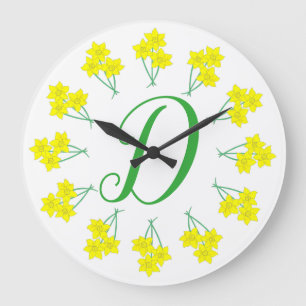 Reloj Redondo Grande Comprimido amarillo Daffodils Primavera Flores Bun