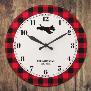 Reloj Redondo Grande Comprobación personalizada de búfalo de perro esco